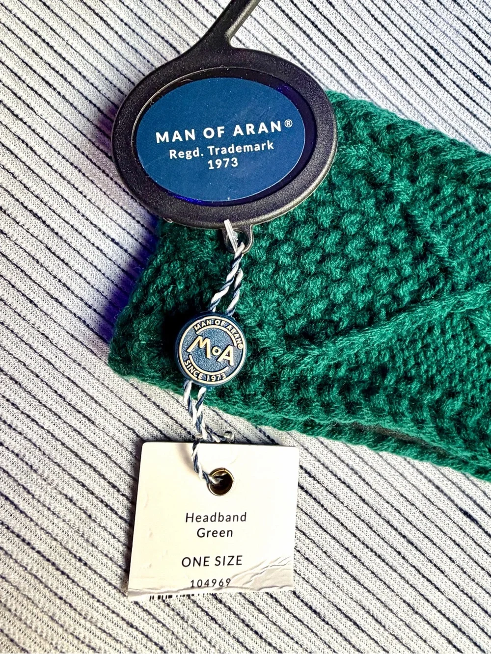 NWT Man of Aran®Forest Green Irish Knit Headband Made in Ireland